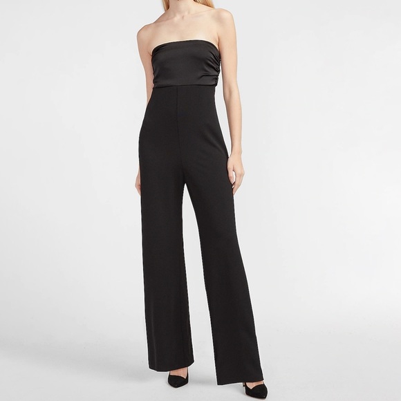 Express Satin Pieced Strapless Jumpsuit - Picture 1 of 3